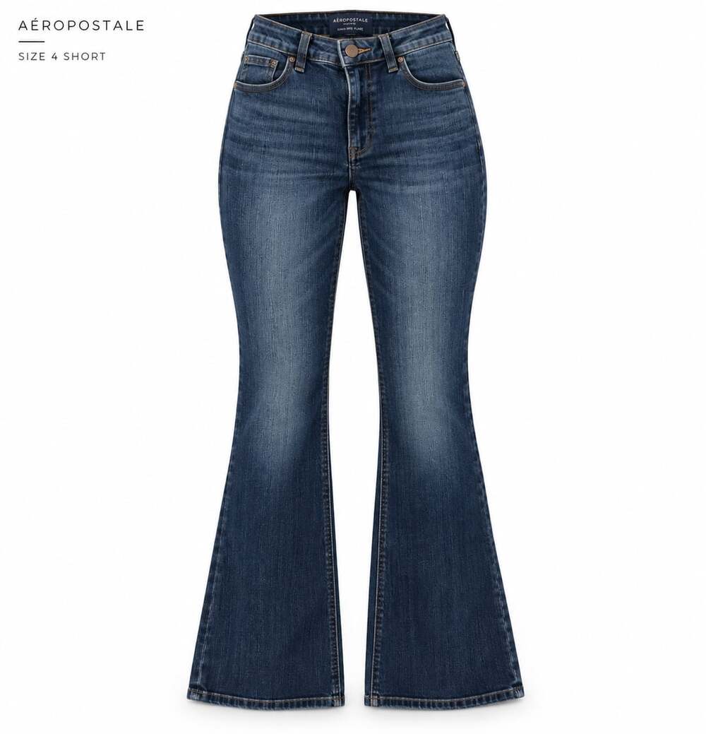 Aeropostale High Rise Flare Jeans Size 4 Short Dark Wash Denim